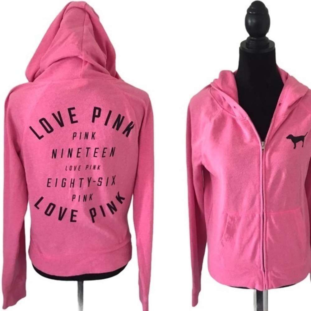 Pink Victoria Secret Pink Front Zip Hoodie Size M